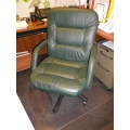 Green Leather Executive Rolling Office Chair with Arms